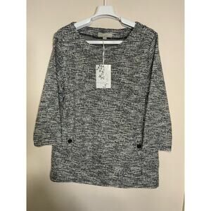 Carolyn Taylor Women Black & White Knit Textured Top Size XL - NWT